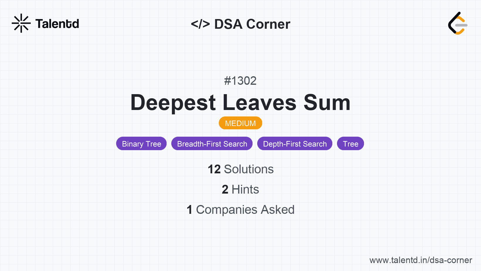 Problem visualization for Deepest Leaves Sum