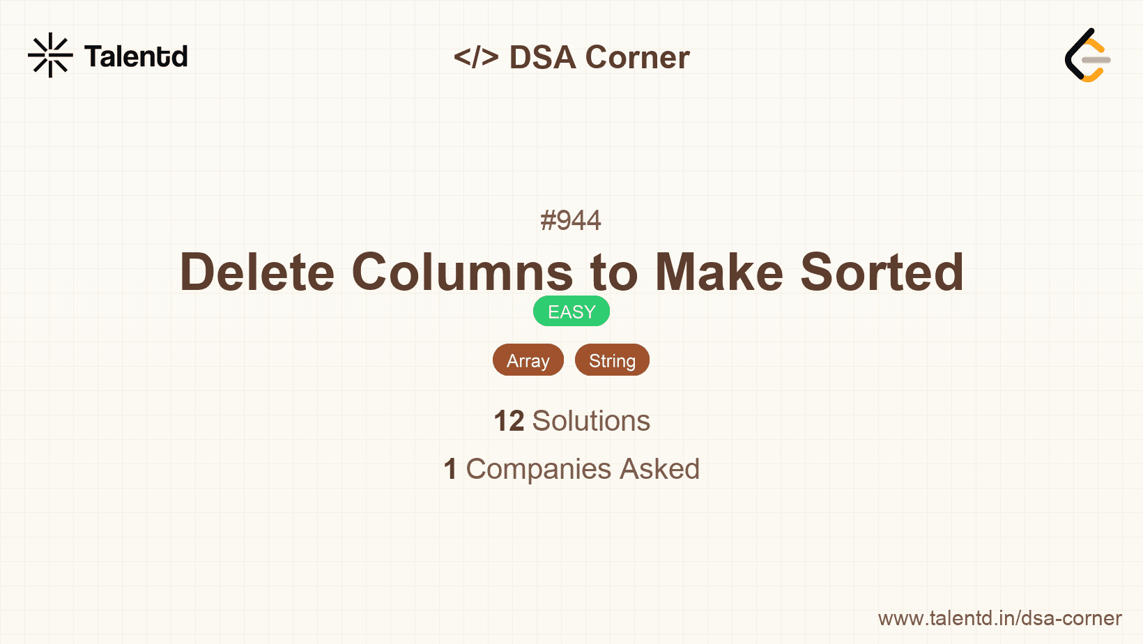Problem visualization for Delete Columns to Make Sorted