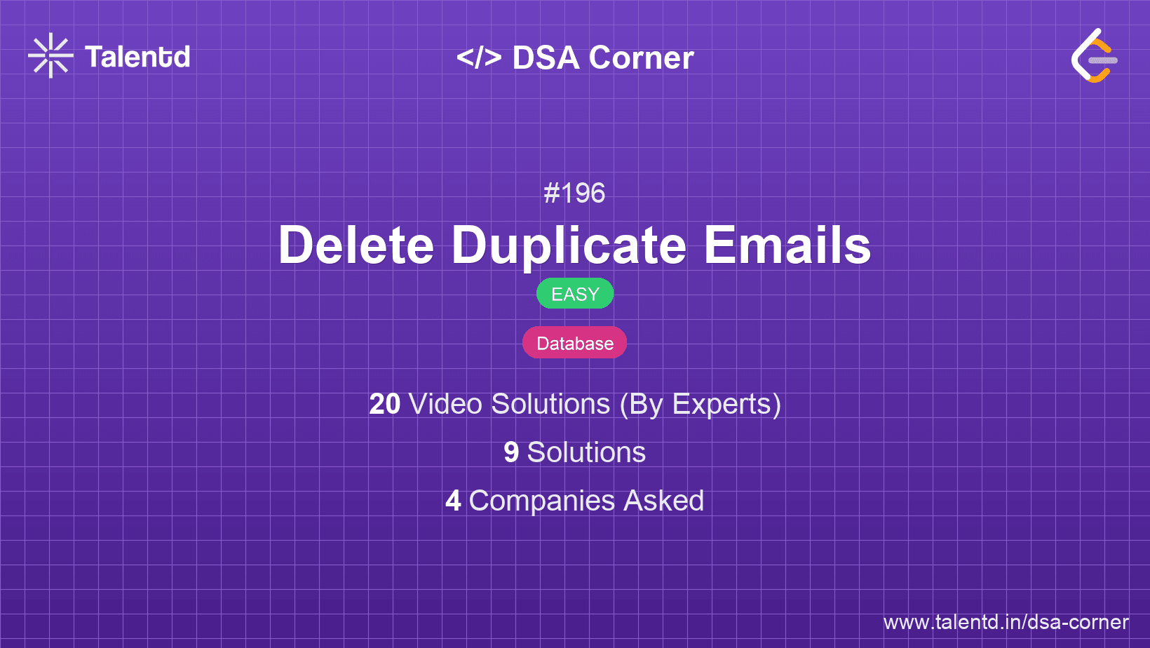 Problem visualization for Delete Duplicate Emails