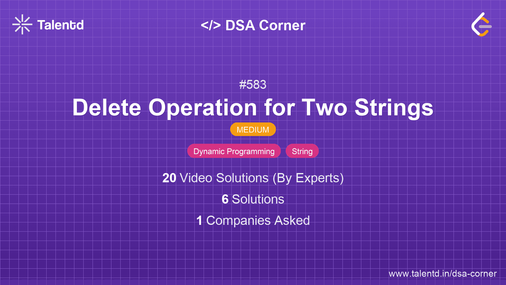 Problem visualization for Delete Operation for Two Strings