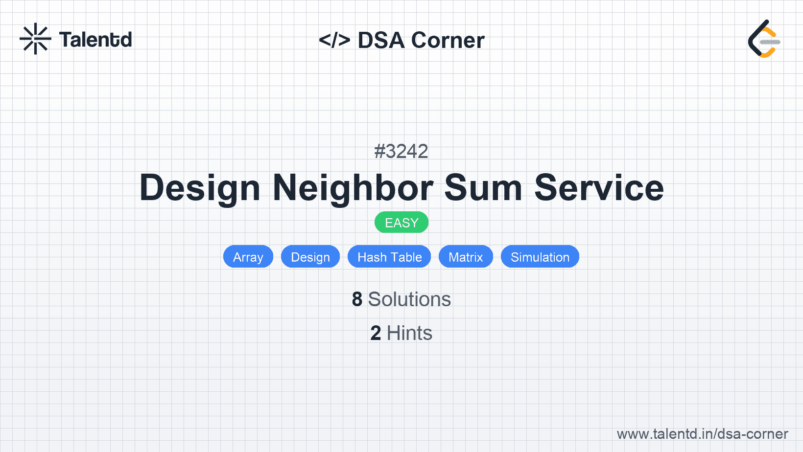 Problem visualization for Design Neighbor Sum Service