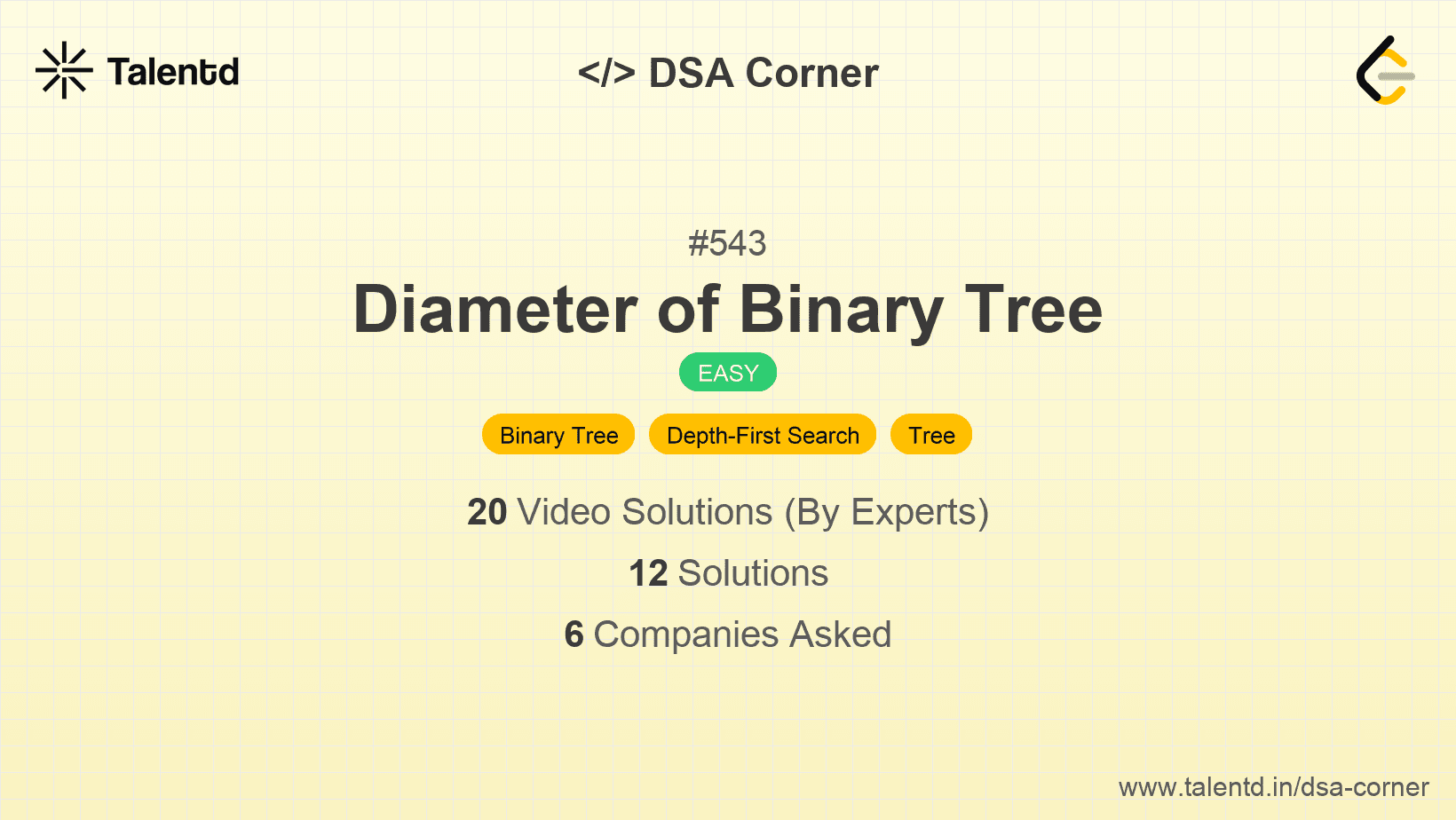 Problem visualization for Diameter of Binary Tree