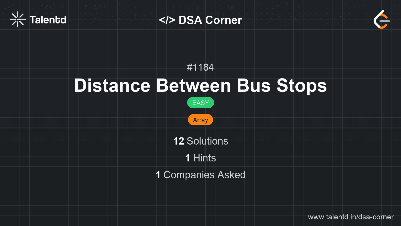 Problem visualization for Distance Between Bus Stops