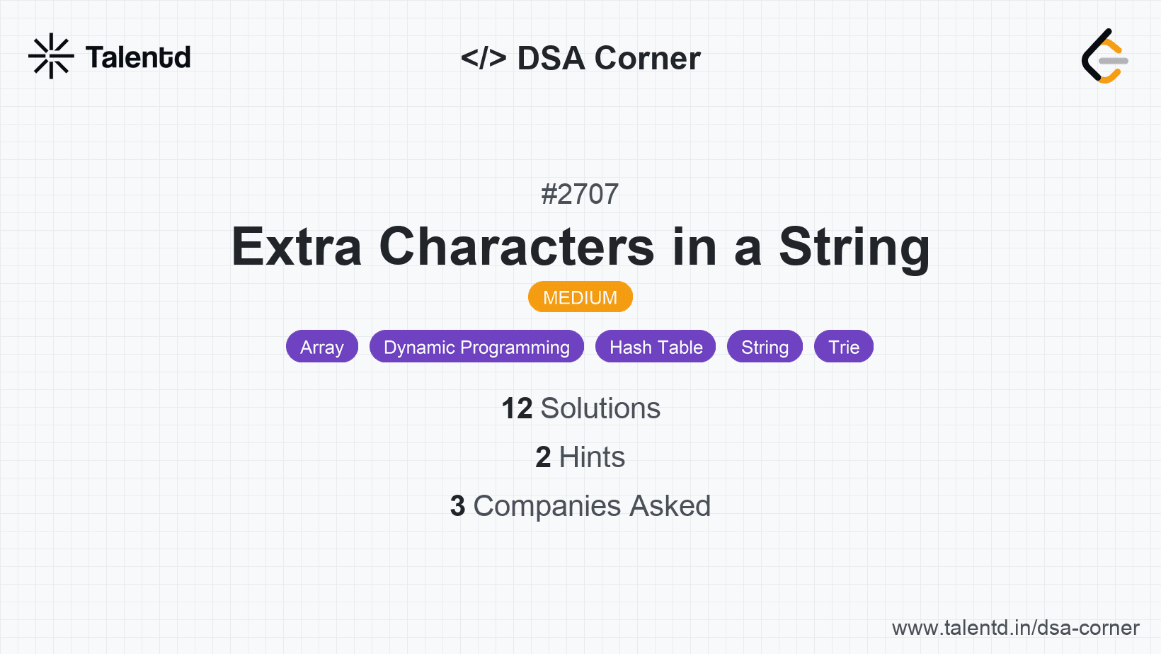 Problem visualization for Extra Characters in a String