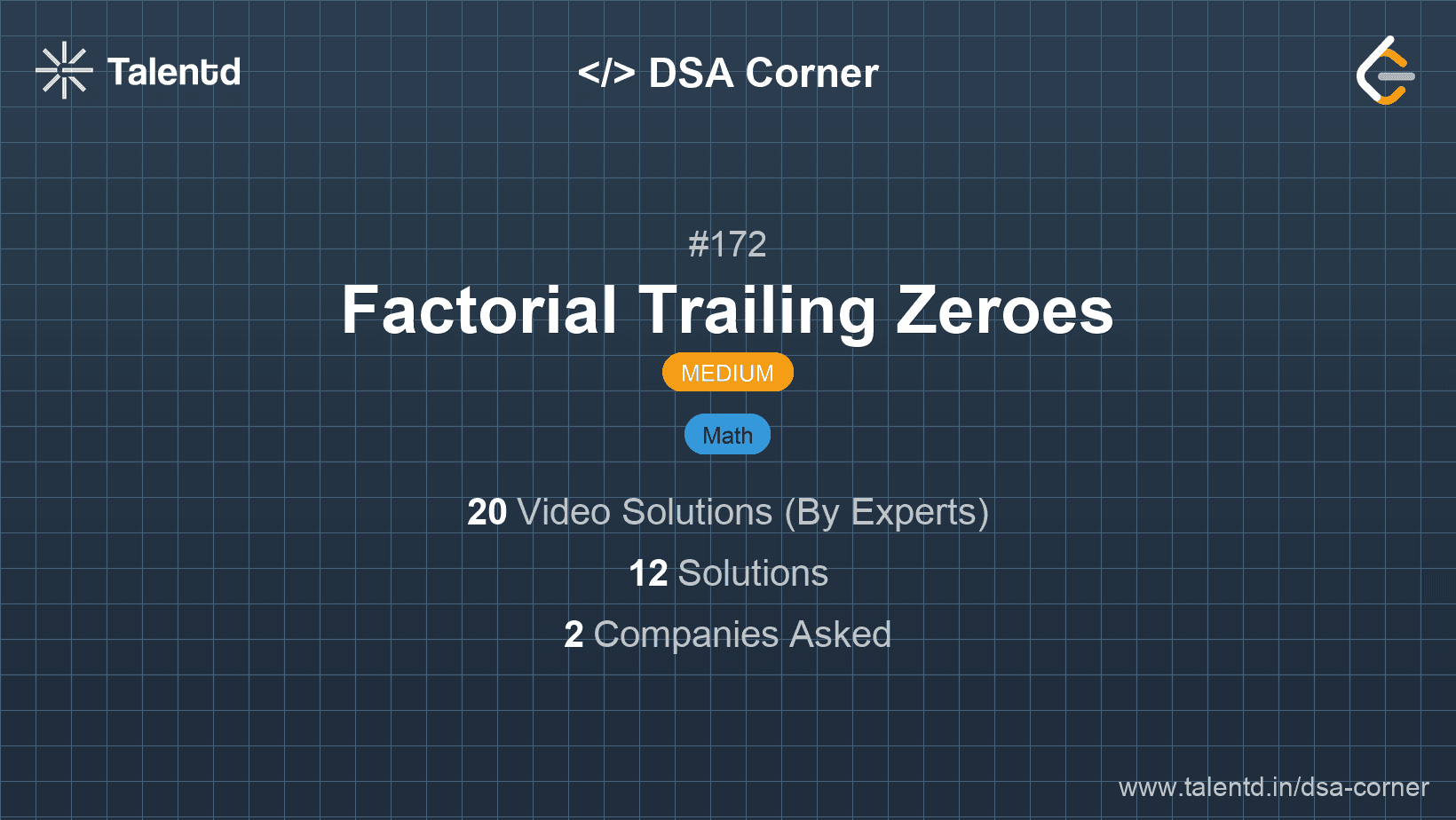 Problem visualization for Factorial Trailing Zeroes