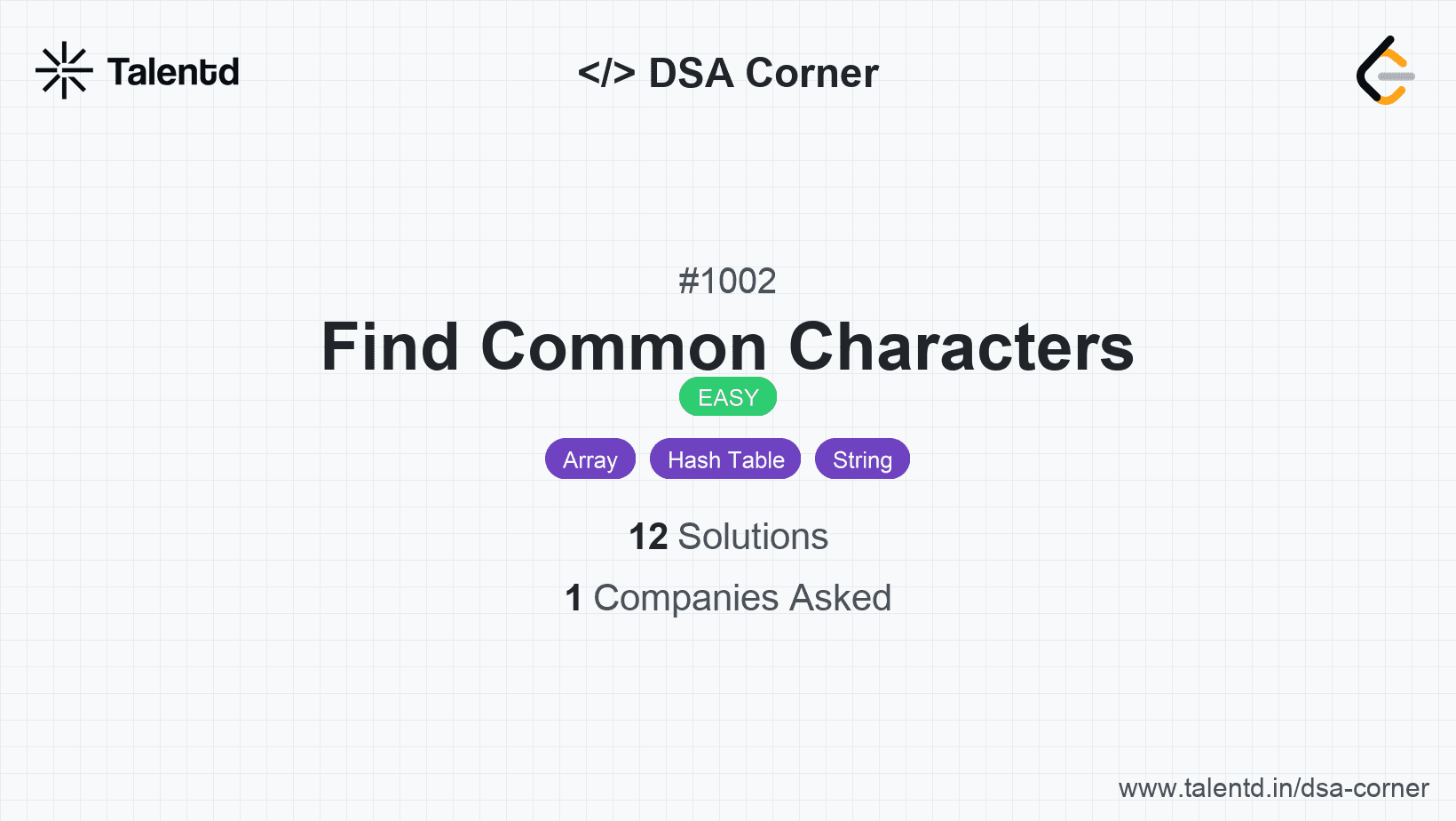 Problem visualization for Find Common Characters