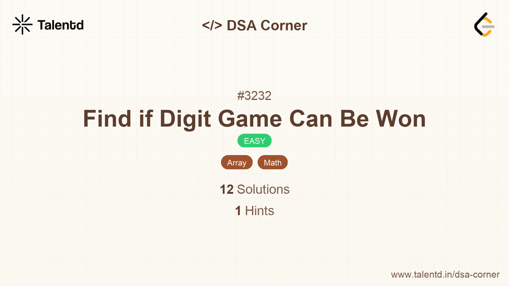 Problem visualization for Find if Digit Game Can Be Won