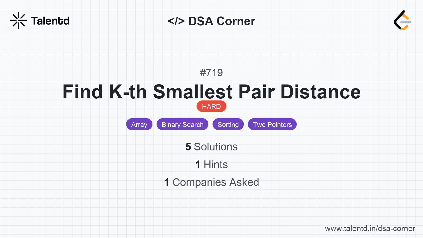 Problem visualization for Find K-th Smallest Pair Distance