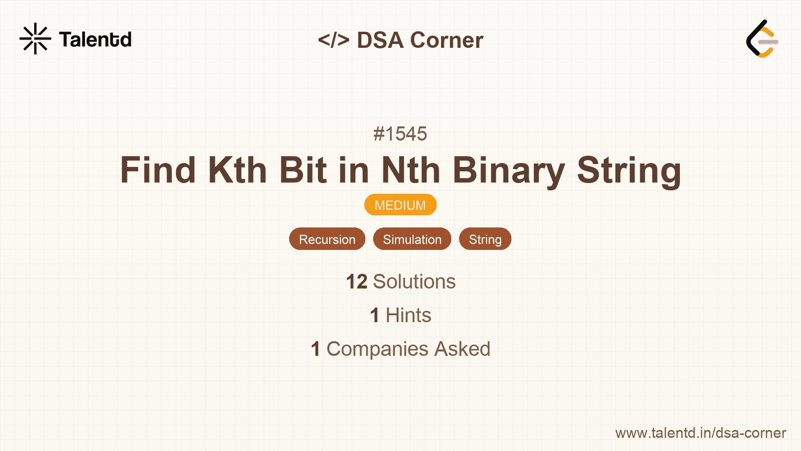 Problem visualization for Find Kth Bit in Nth Binary String