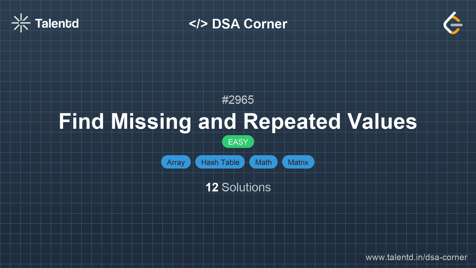 Problem visualization for Find Missing and Repeated Values