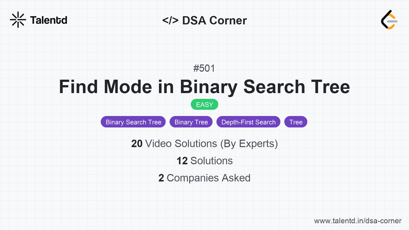 Problem visualization for Find Mode in Binary Search Tree