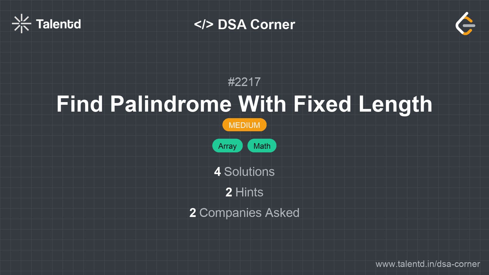 Problem visualization for Find Palindrome With Fixed Length