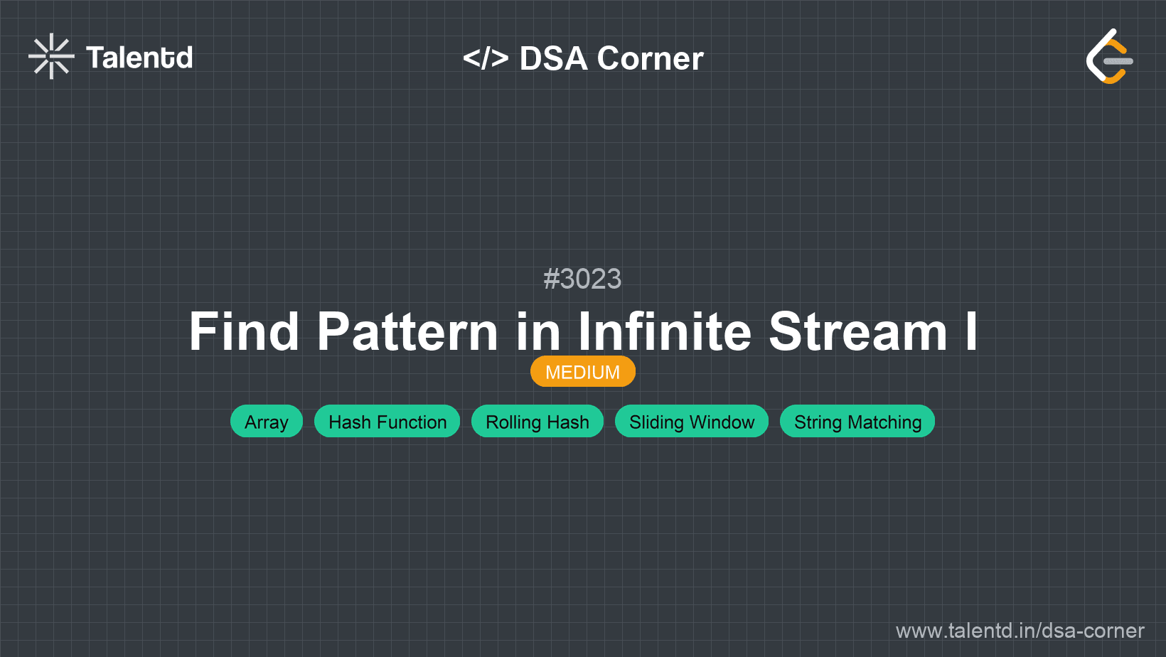 Problem visualization for Find Pattern in Infinite Stream I
