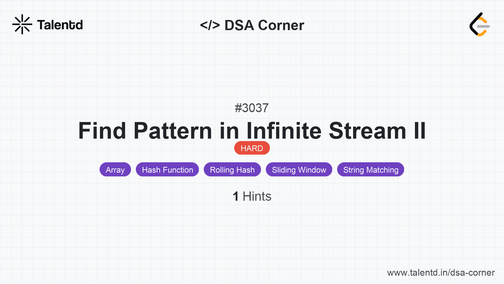 Problem visualization for Find Pattern in Infinite Stream II