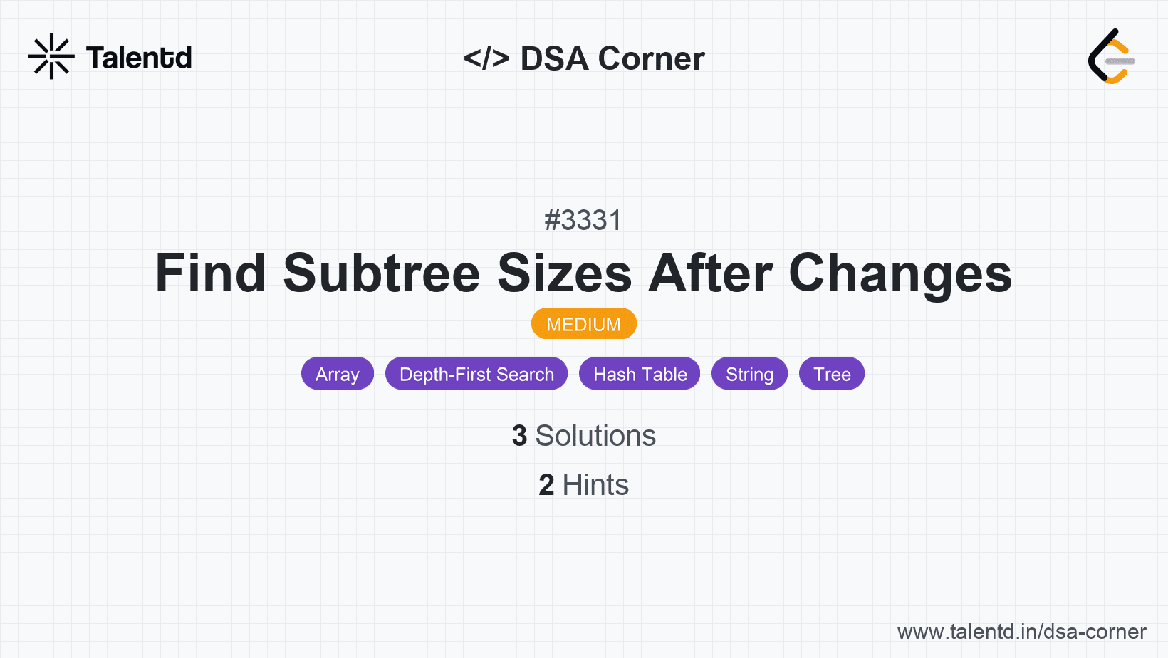 Problem visualization for Find Subtree Sizes After Changes