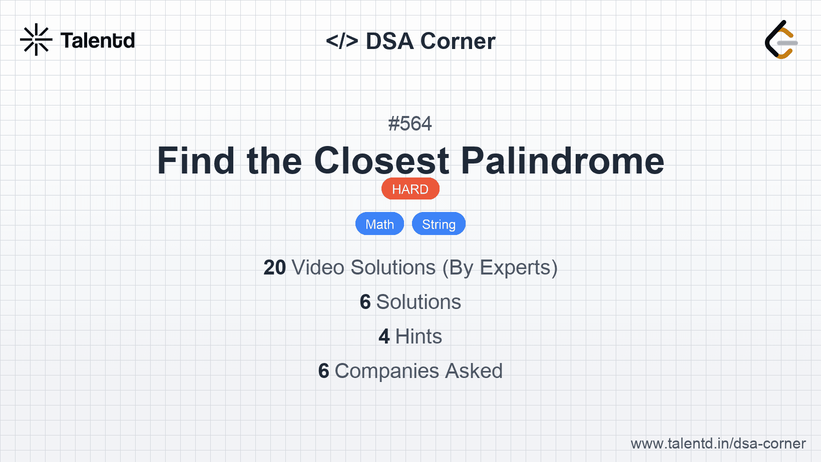 Problem visualization for Find the Closest Palindrome