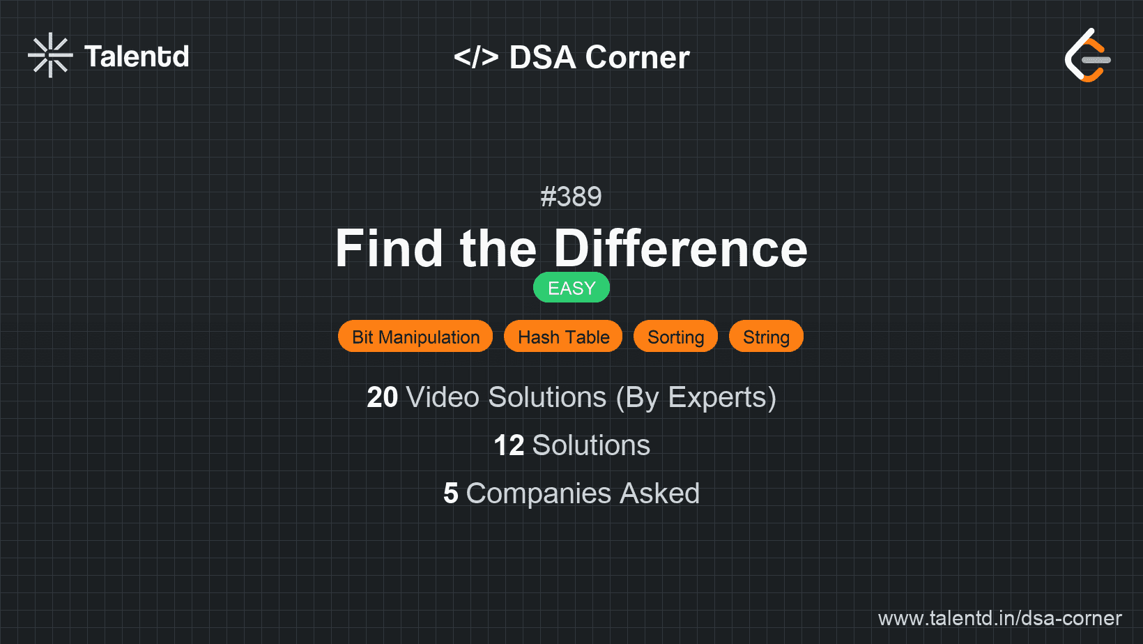 Problem visualization for Find the Difference