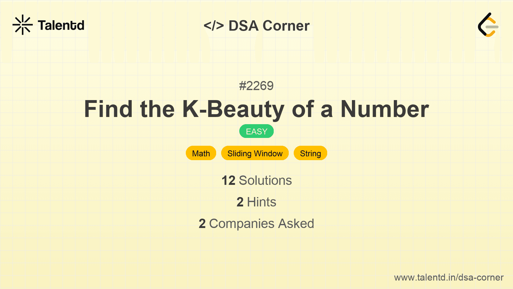 Problem visualization for Find the K-Beauty of a Number