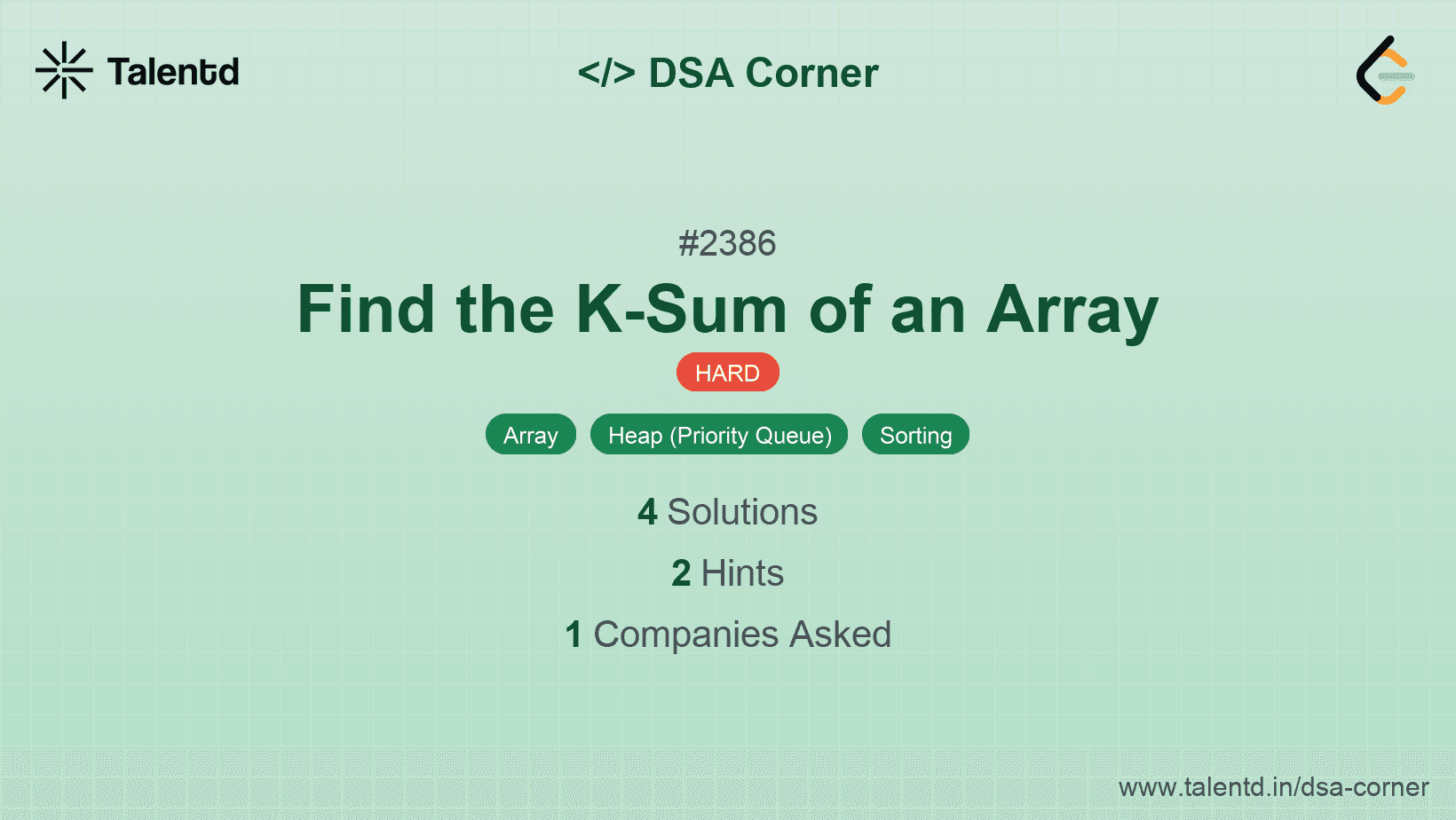 Problem visualization for Find the K-Sum of an Array