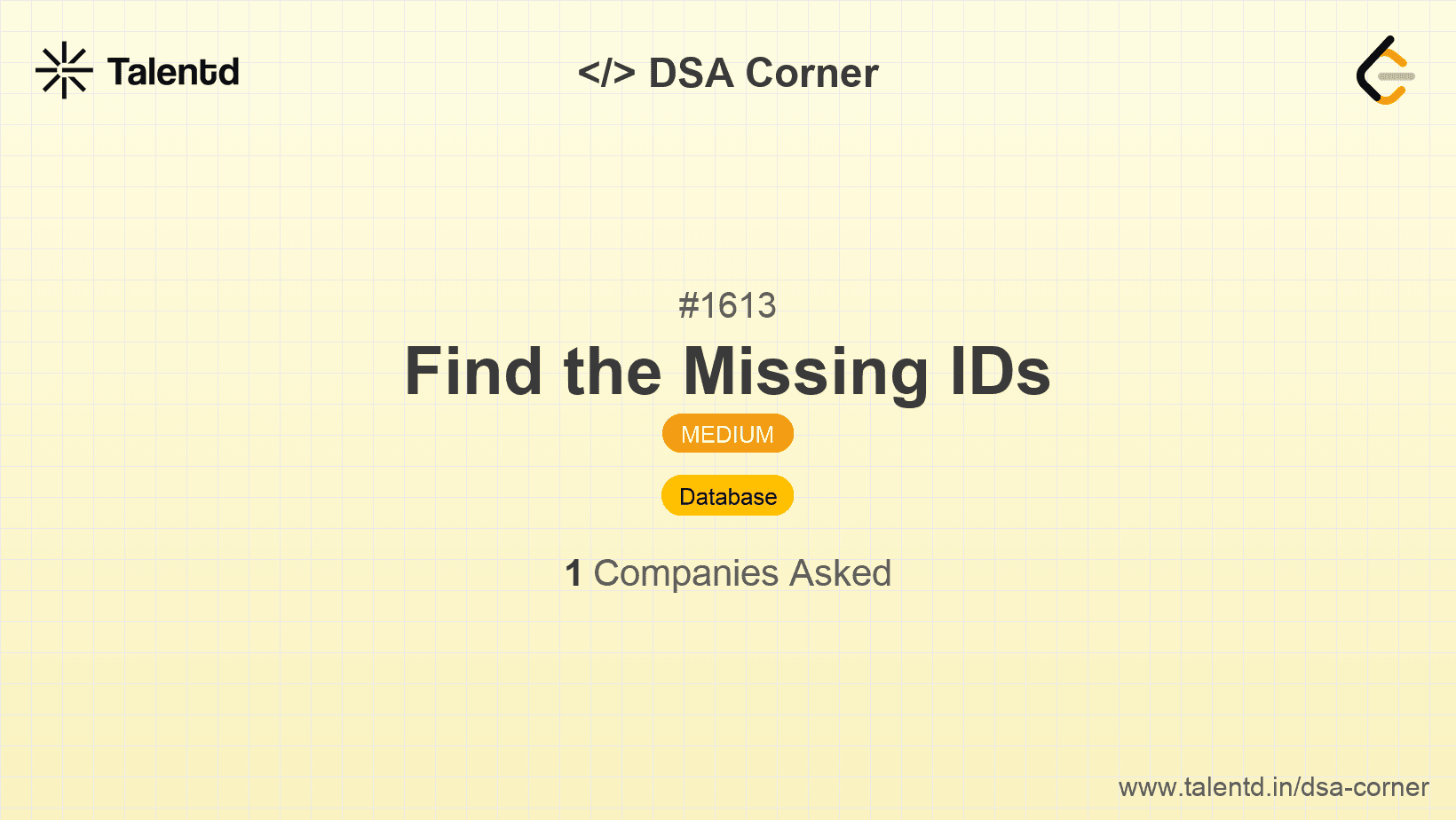 Problem visualization for Find the Missing IDs