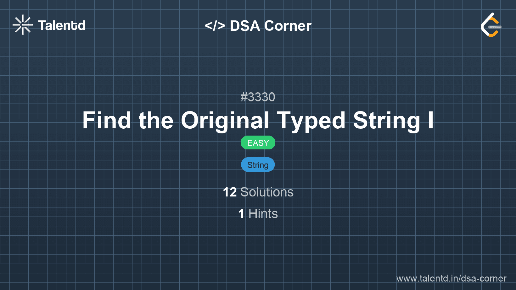 Problem visualization for Find the Original Typed String I