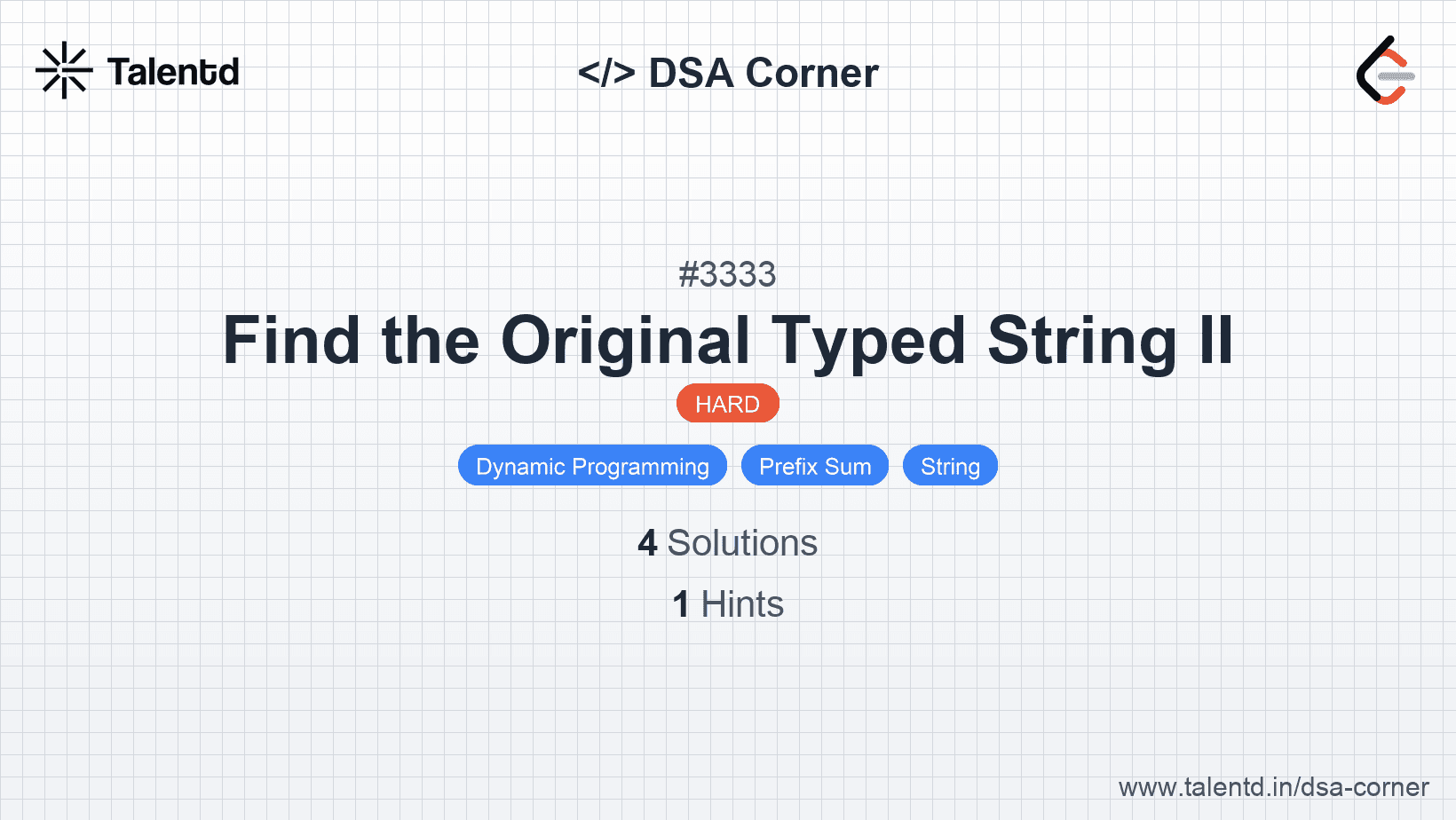 Problem visualization for Find the Original Typed String II