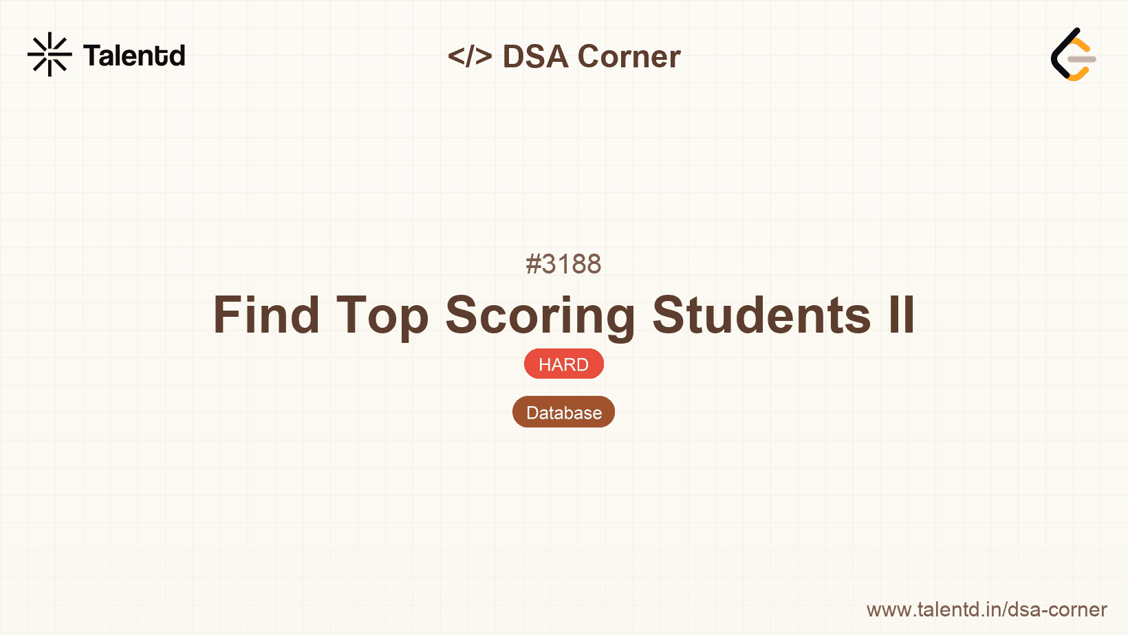 Problem visualization for Find Top Scoring Students II
