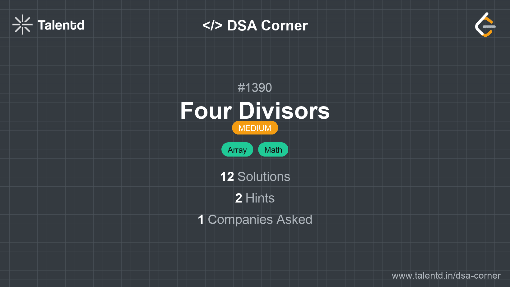 Problem visualization for Four Divisors