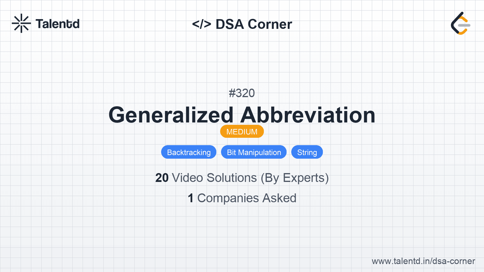 Problem visualization for Generalized Abbreviation