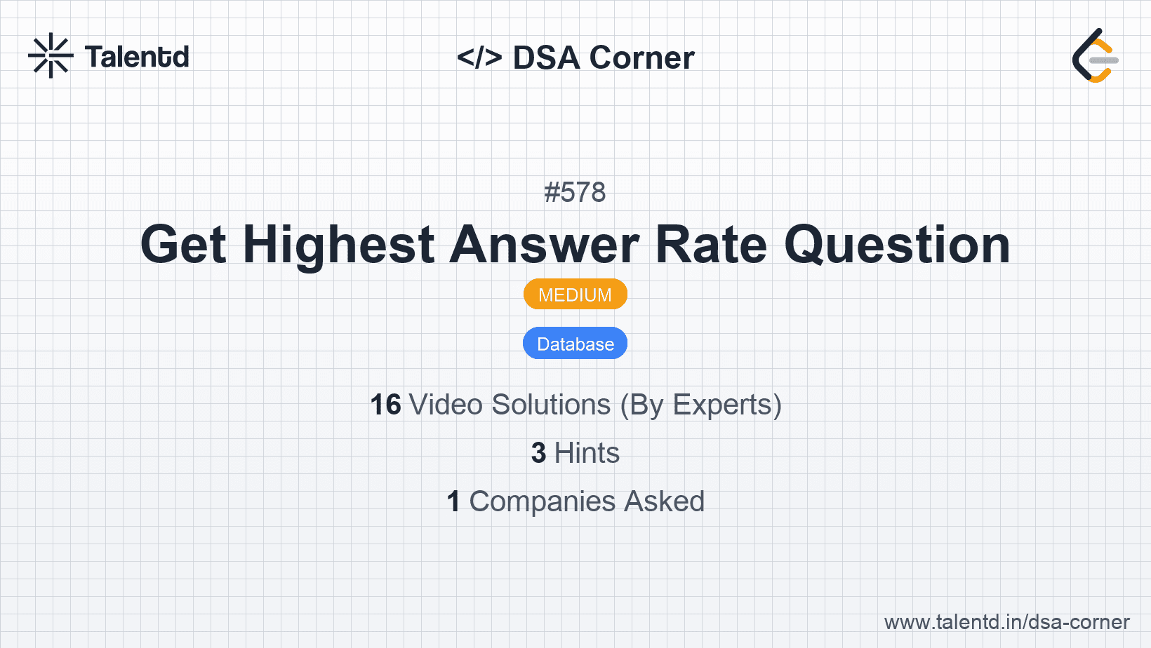 Problem visualization for Get Highest Answer Rate Question