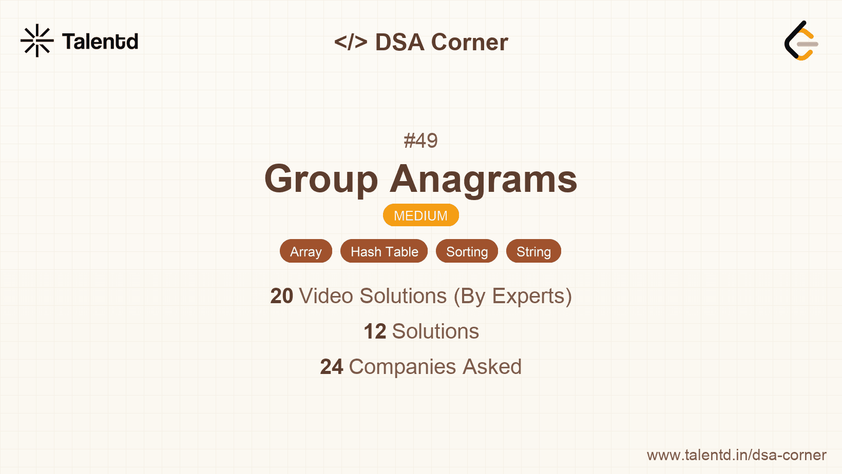 Problem visualization for Group Anagrams