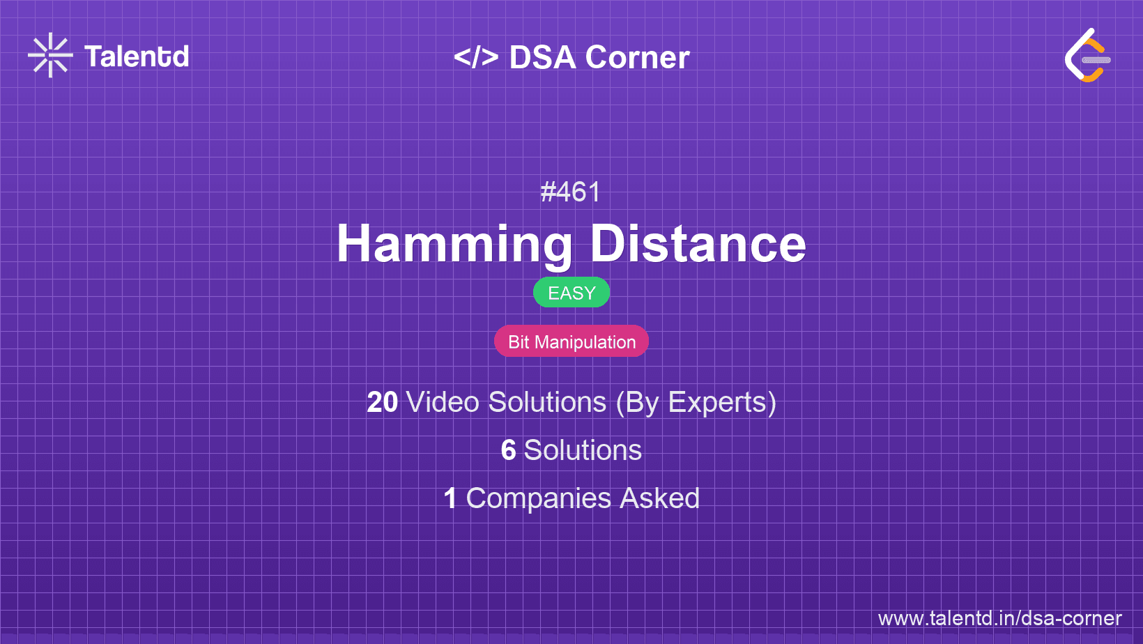 Problem visualization for Hamming Distance