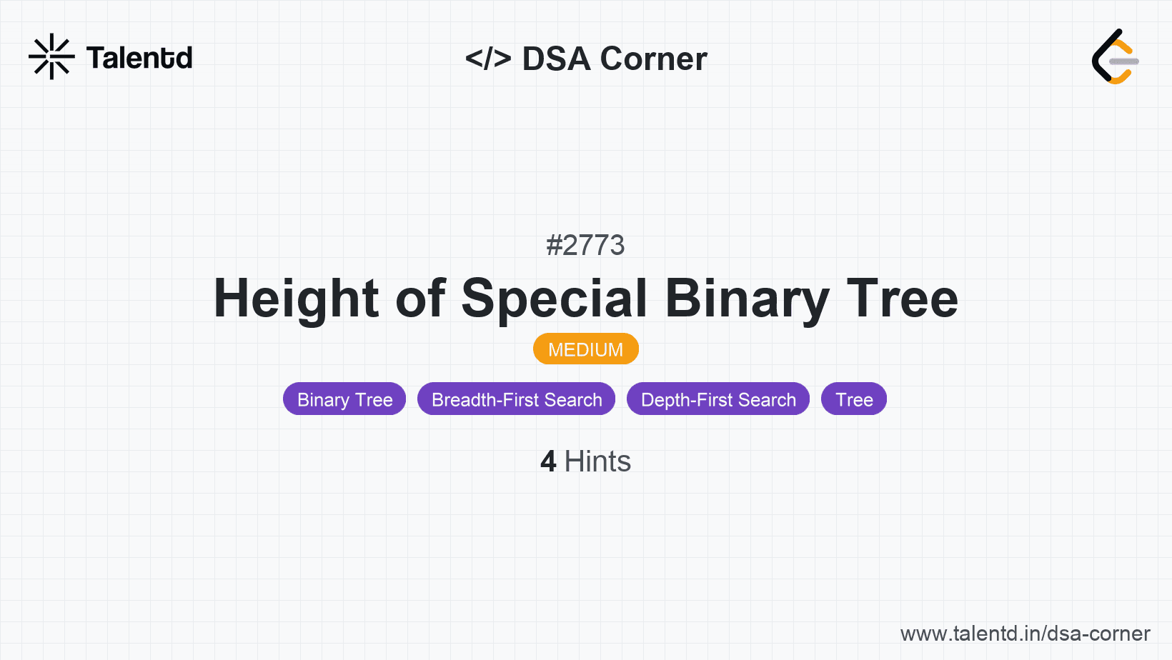 Problem visualization for Height of Special Binary Tree