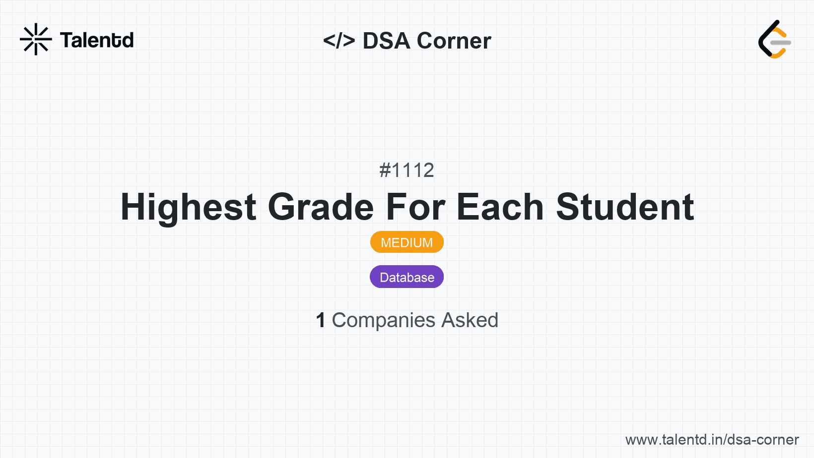 Problem visualization for Highest Grade For Each Student