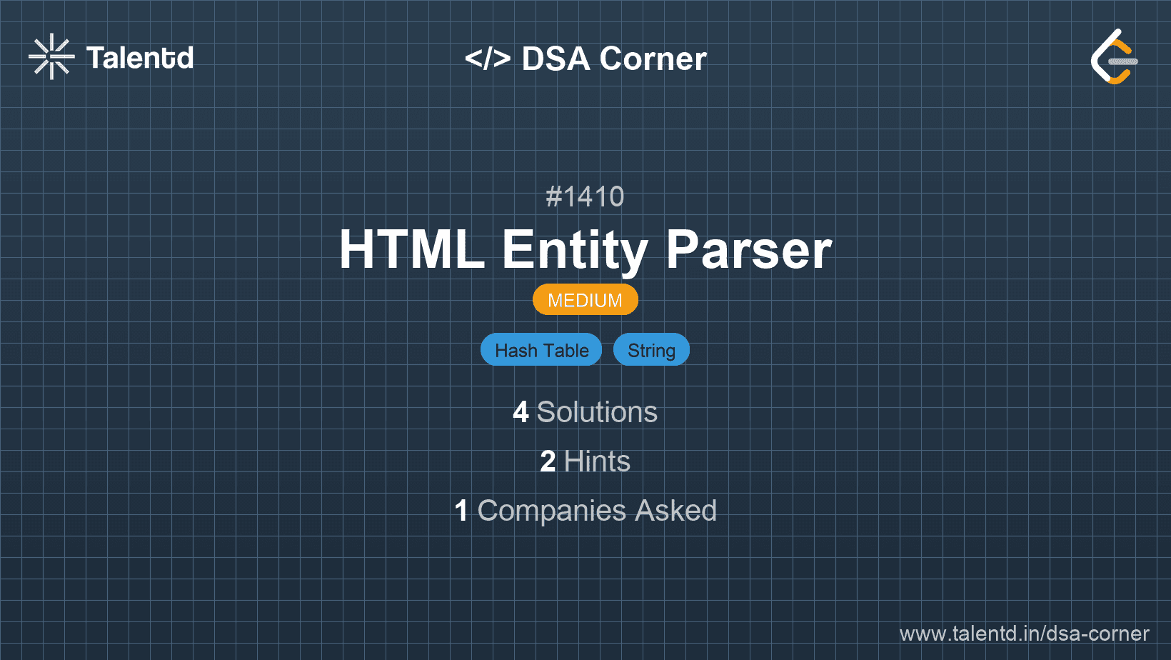 Problem visualization for HTML Entity Parser