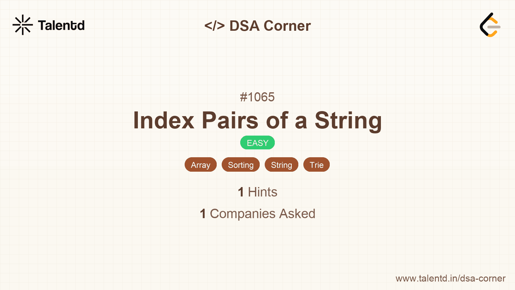 Problem visualization for Index Pairs of a String