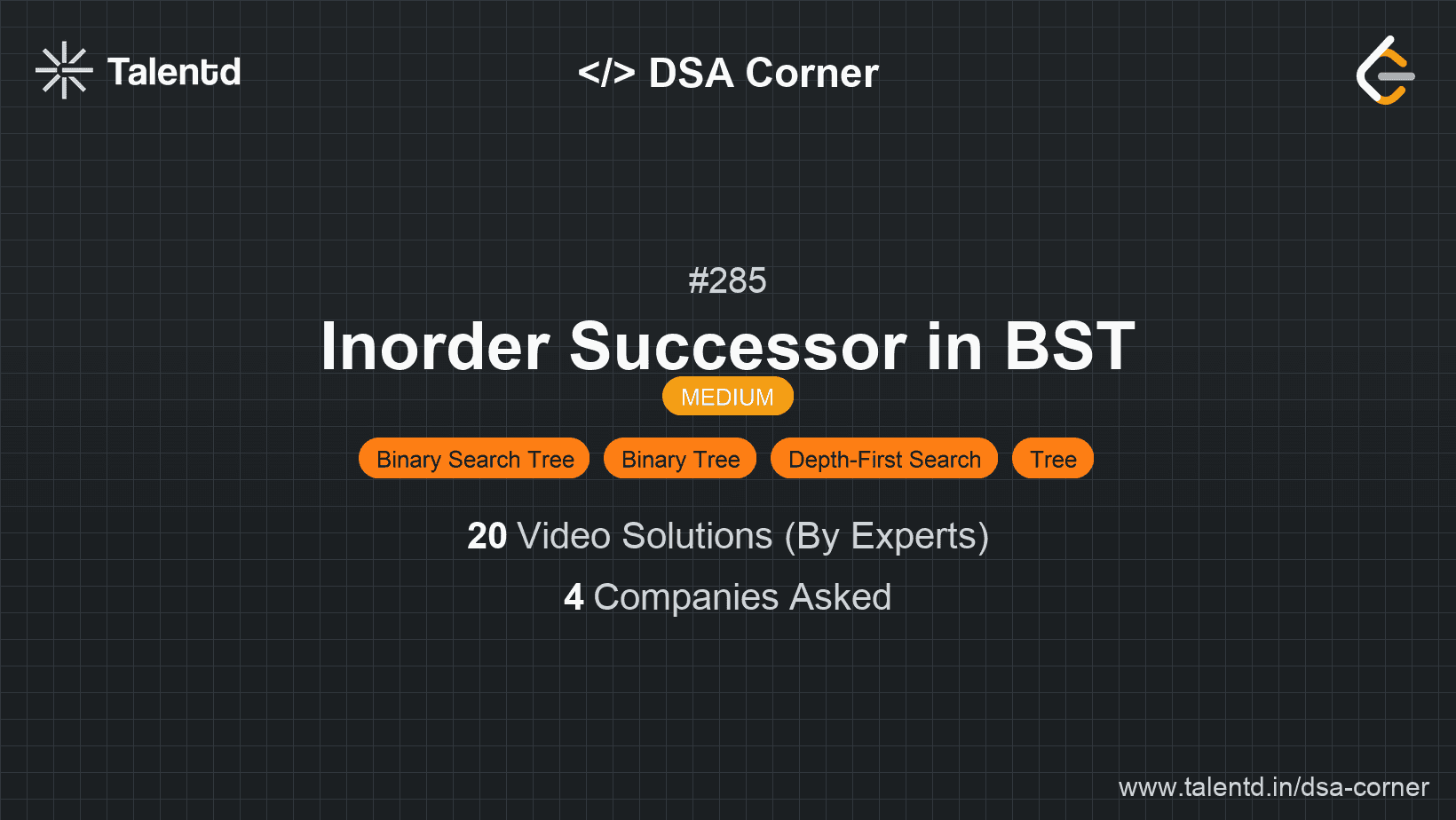 Problem visualization for Inorder Successor in BST