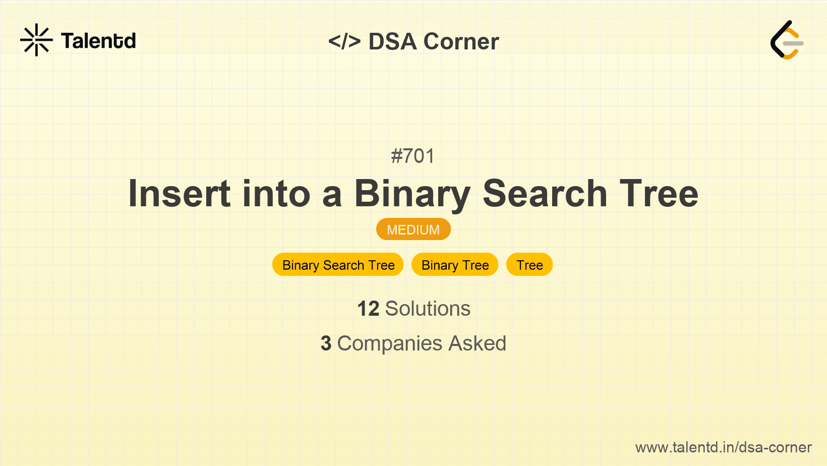 Problem visualization for Insert into a Binary Search Tree