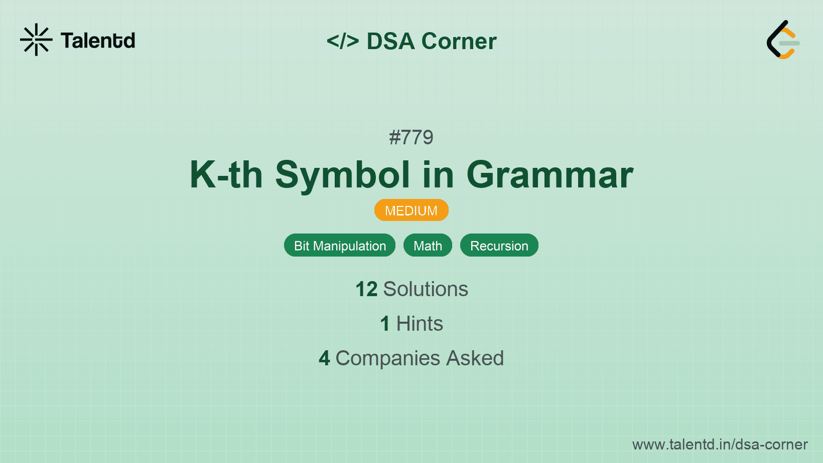 Problem visualization for K-th Symbol in Grammar