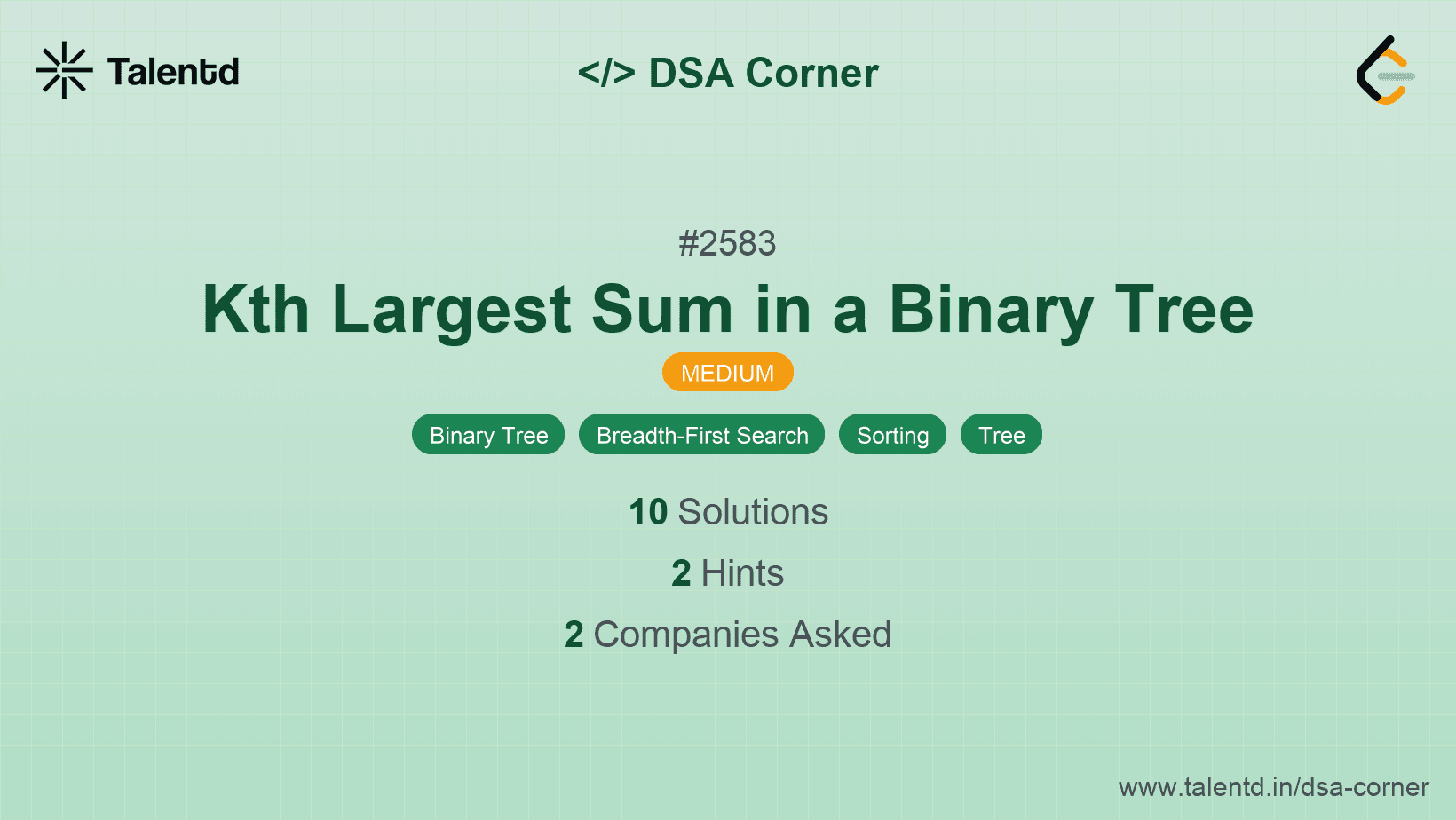 Problem visualization for Kth Largest Sum in a Binary Tree