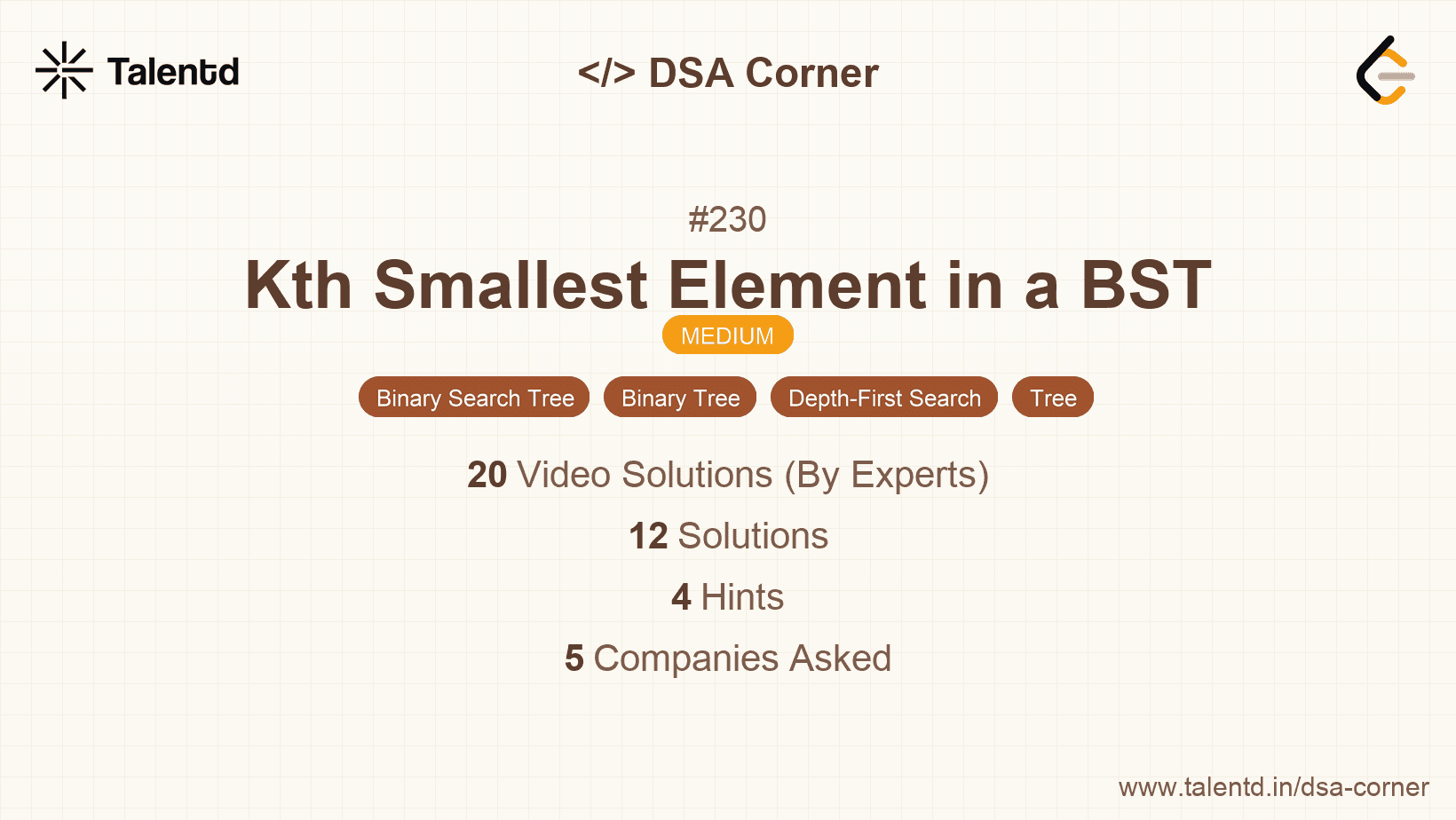 Problem visualization for Kth Smallest Element in a BST