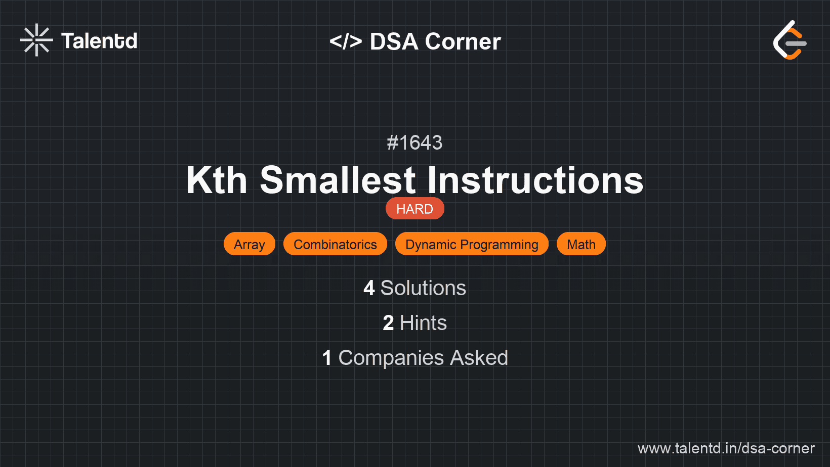 Problem visualization for Kth Smallest Instructions