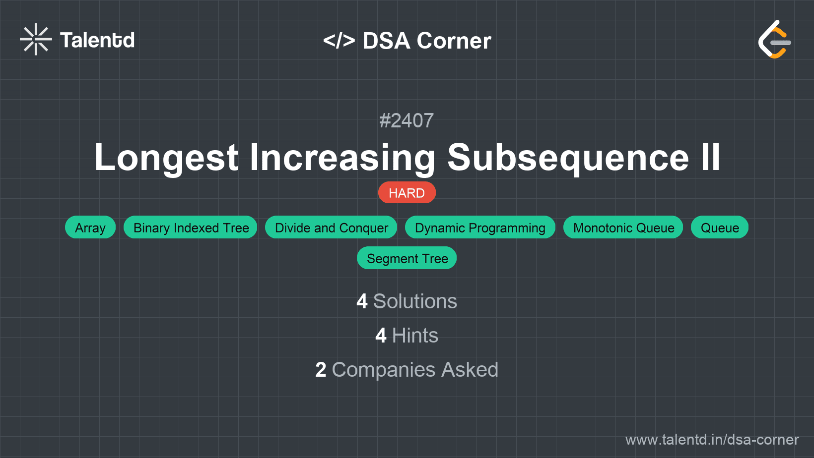 Problem visualization for Longest Increasing Subsequence II