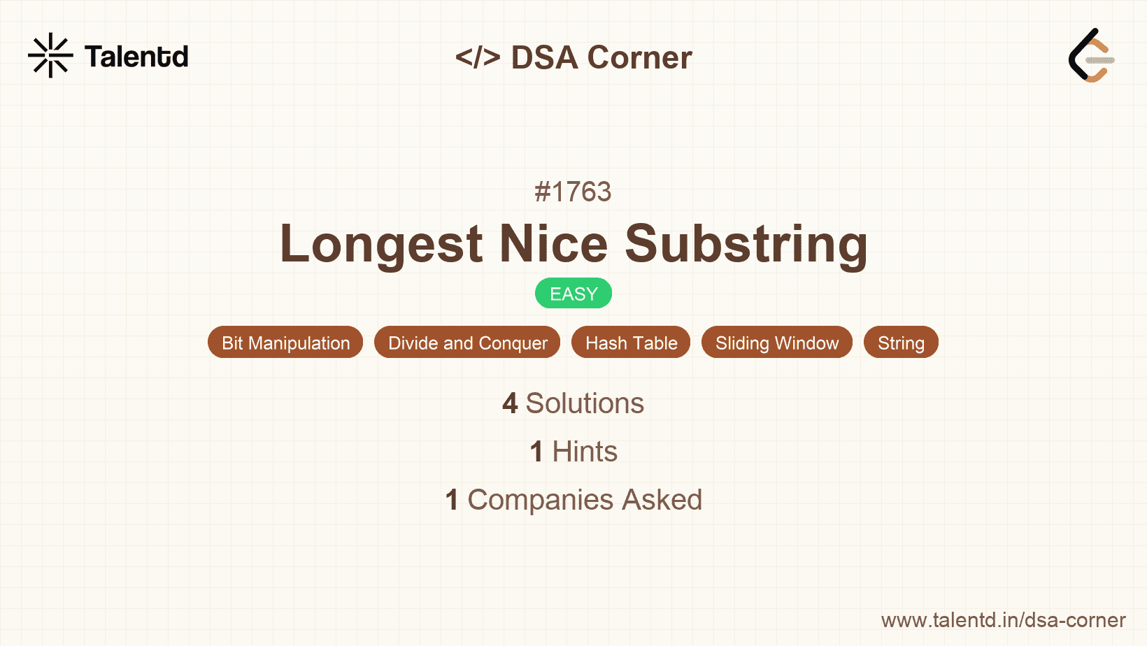 Problem visualization for Longest Nice Substring