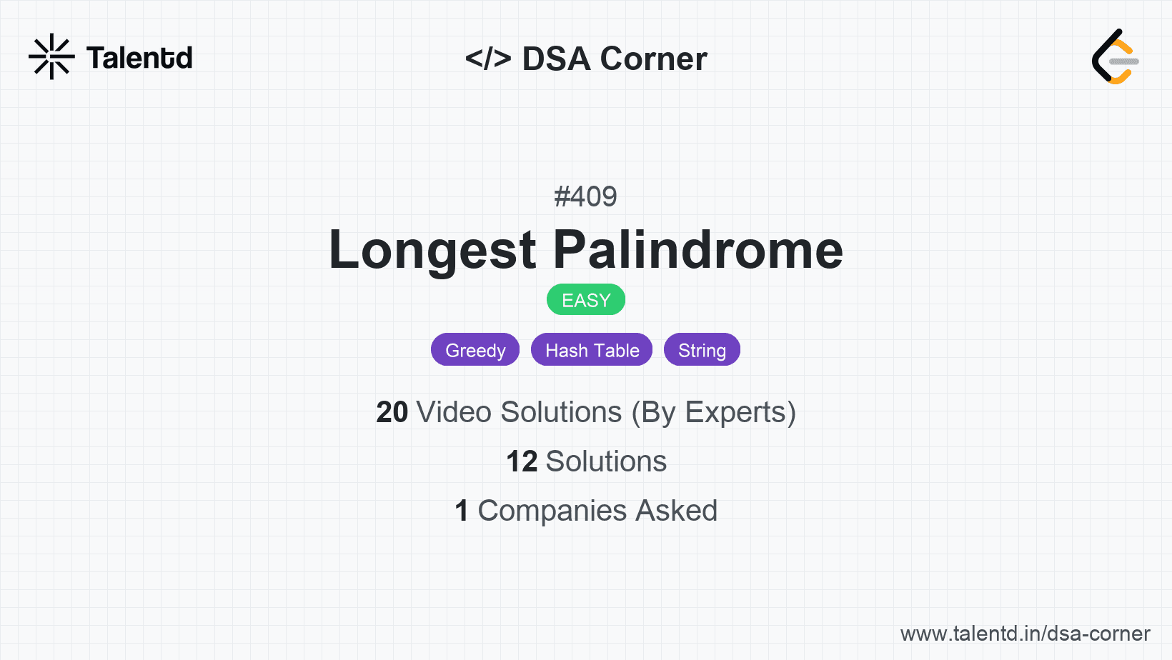 Problem visualization for Longest Palindrome