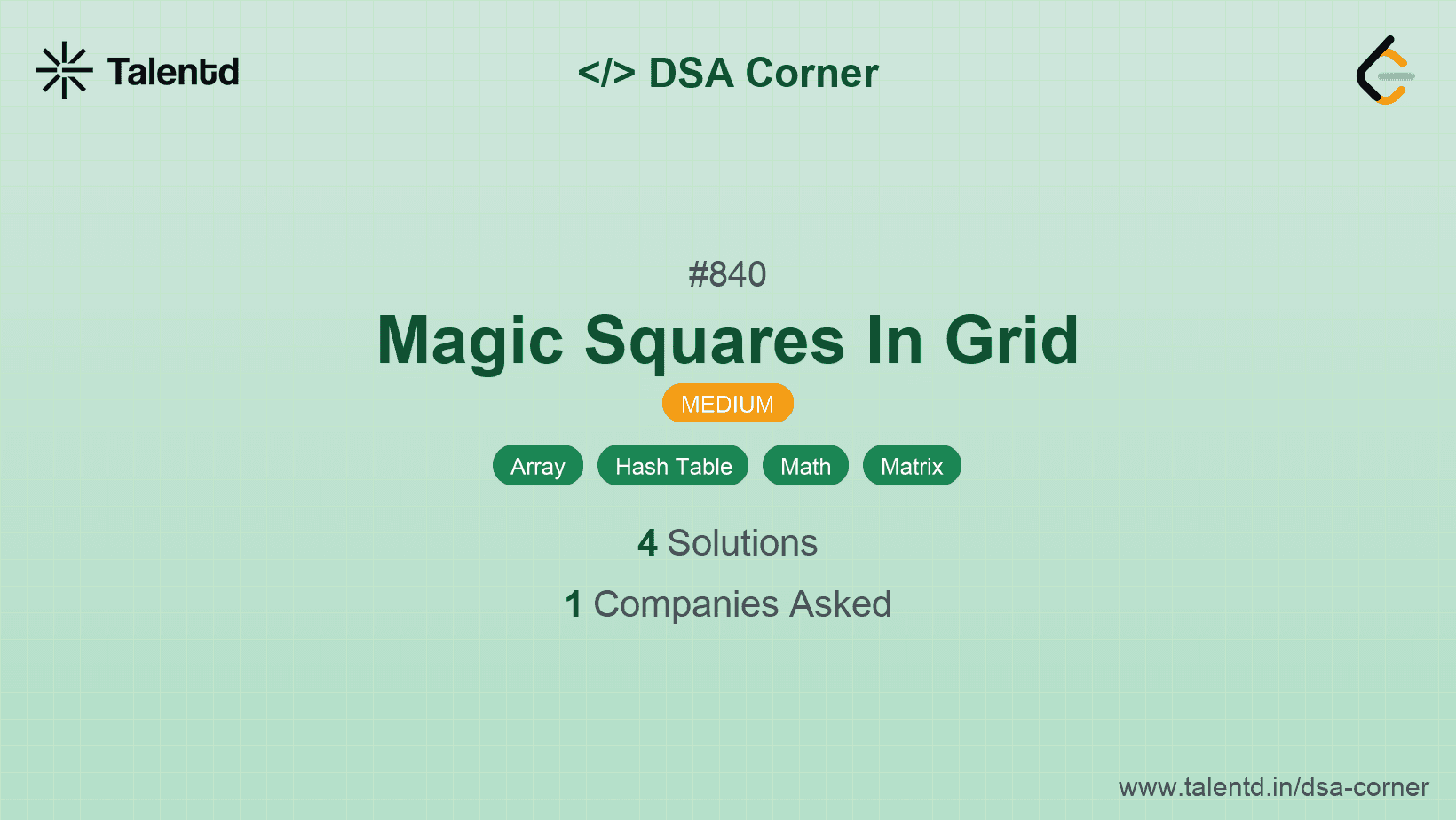 Problem visualization for Magic Squares In Grid