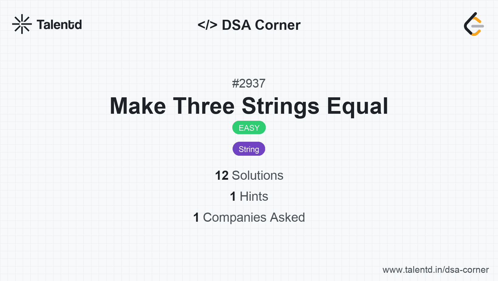Problem visualization for Make Three Strings Equal