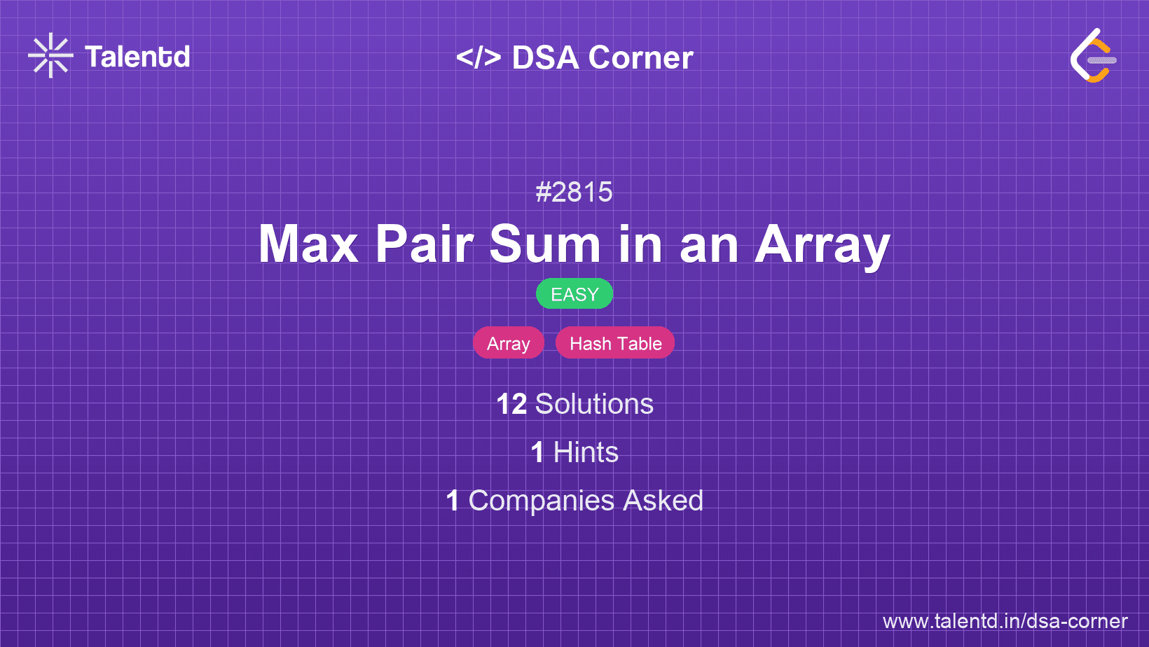 Problem visualization for Max Pair Sum in an Array