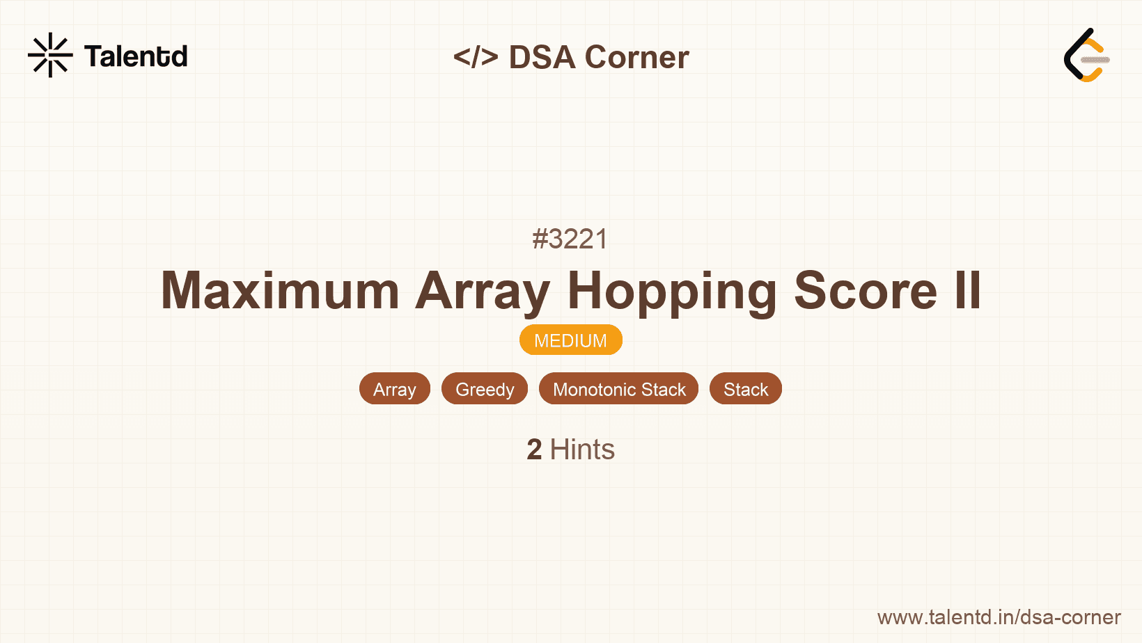 Problem visualization for Maximum Array Hopping Score II