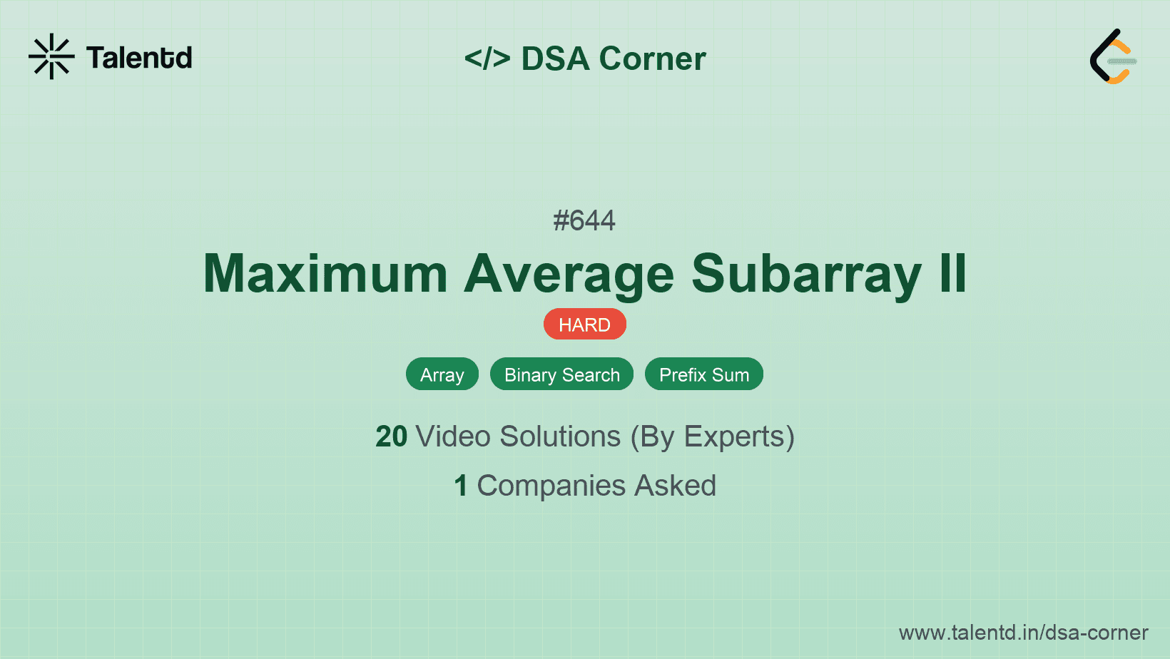 Problem visualization for Maximum Average Subarray II